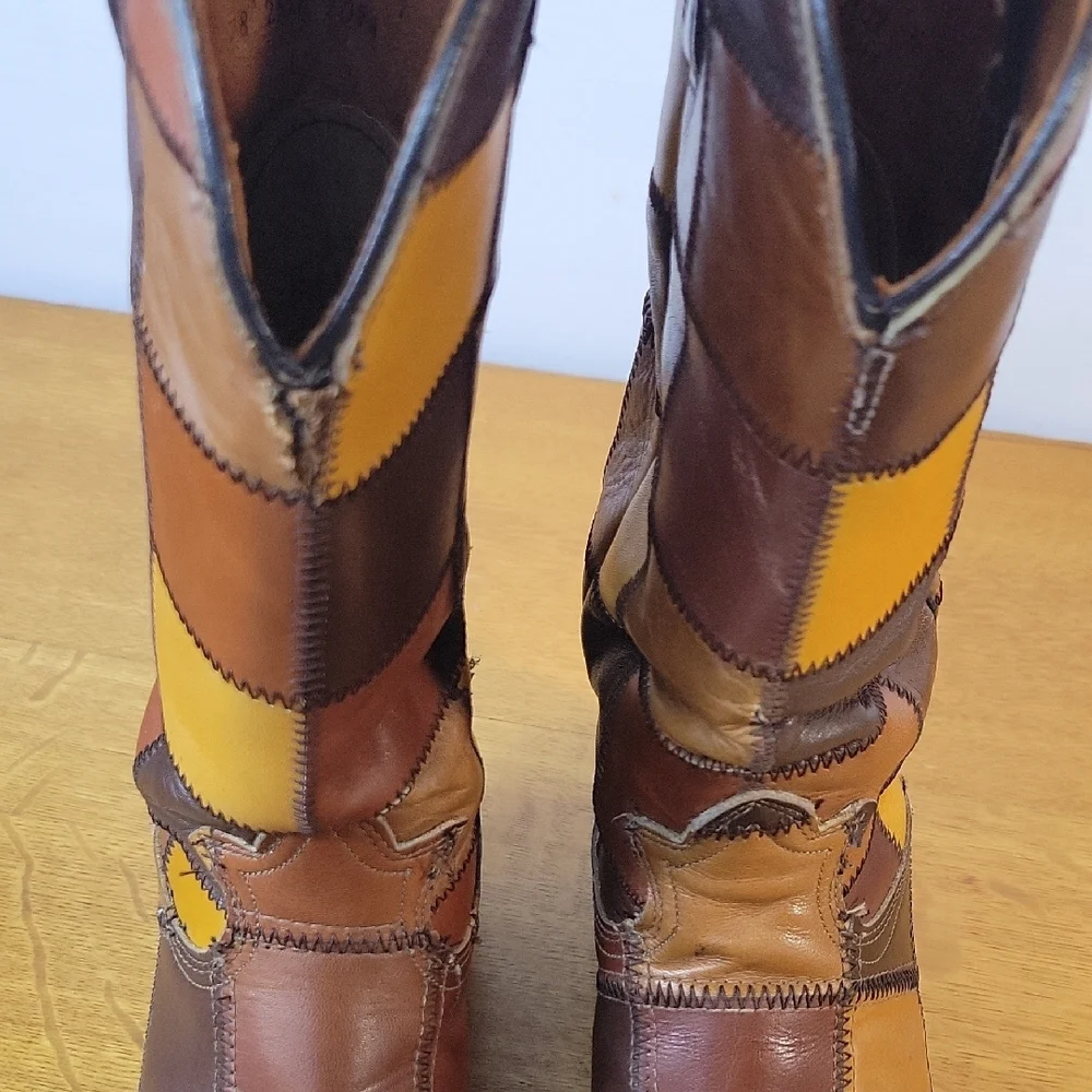 Patchwork Leather Western Boots - Picture 4 of 16
